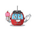 Happy face ropeway cartoon design with ice cream