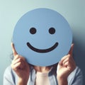 Happy face symbol for good mental health concept solid background. ai generative