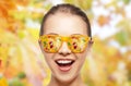 Happy face of teenage girl in sunglasses Royalty Free Stock Photo