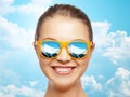 Happy face of teenage girl in sunglasses Royalty Free Stock Photo