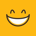 Happy face vector illustration icon smile element yellow color hand drawn doodle lineart