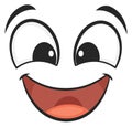 Happy face with wide open smile. Cartoon emotion