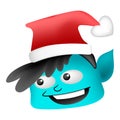 Happy faced dwarf wearing christmas beanie, doodle icon image kawaii