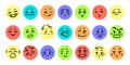 Happy faces. Smile doodle icons, abstract people family, fun avatar, emoji with cute eye, noses and mouth. Portrait
