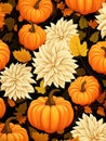 happy fall autumn leaves pumpkin pattern background