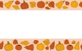 Happy fall vector autumn seamless pattern with begie frame