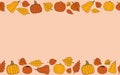 Happy fall vector autumn seamless pattern frame on begie background