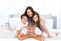 Happy familly looking at the camera Royalty Free Stock Photo