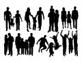 Happy Family Activity Silhouettes Royalty Free Stock Photo