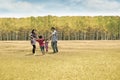 Happy family on autumn day Royalty Free Stock Photo