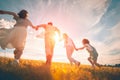 Happy family on autumn walk Royalty Free Stock Photo