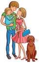 Happy family with a baby and dog. Royalty Free Stock Photo