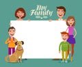 Happy family banner. Children and parents, concept. Cartoon vector illustration Royalty Free Stock Photo