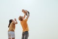 Happy family on the beach.  Father, mother and baby having fun on summer vacation. Holiday travel concept Royalty Free Stock Photo