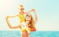 Happy family on the beach. mother and baby daughter Royalty Free Stock Photo