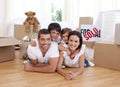 Happy family after buying new house Royalty Free Stock Photo