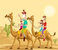 Happy family on camel ride Royalty Free Stock Photo