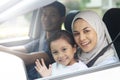 Happy family in a car Royalty Free Stock Photo