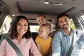 Happy family in car on trip Royalty Free Stock Photo