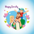 Happy Family with Child Cartoon Vector Concept Royalty Free Stock Photo