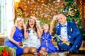 happy family celebrating Christmas at home Royalty Free Stock Photo