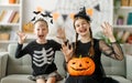 Happy family celebrating Halloween Royalty Free Stock Photo