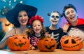 Happy family celebrating Halloween Royalty Free Stock Photo
