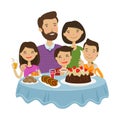 Happy family celebrating. Holiday concept. Cartoon vector illustration