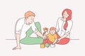 Happy family with child, parenthood, childhood concept