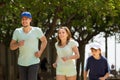 Happy family with child running in park Royalty Free Stock Photo