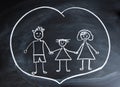 Happy family, child`s drawing with chalk Royalty Free Stock Photo