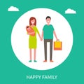 Happy Family Child Parents Vector Illustration