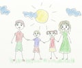 Happy family - children drawing