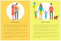 Happy Family Children Posters Vector Illustration