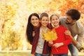 Happy family with children spending time. Autumn walk Royalty Free Stock Photo