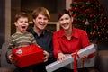 Happy family with christmas gifts Royalty Free Stock Photo