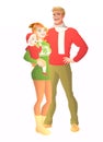 Happy family Christmas portrait. Isolated vector illustration.