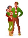Happy family Christmas portrait. Isolated vector illustration.