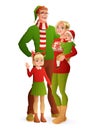 Happy family Christmas portrait. Isolated vector illustration.