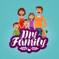 Happy family concept. Domestic life, cartoon vector illustration