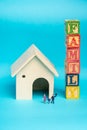 Happy family concept with miniature figurine