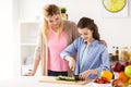 Happy family cooking dinner at home kitchen Royalty Free Stock Photo