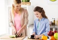 Happy family cooking dinner at home kitchen Royalty Free Stock Photo