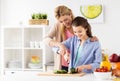 Happy family cooking dinner at home kitchen Royalty Free Stock Photo