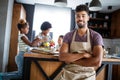 Happy family cooking together food in the kitchen Royalty Free Stock Photo