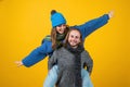 happy family couple wear knitted clothes in winter, friendship