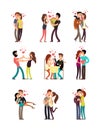 Happy family couples in love. Wedding people vector cartoon characters