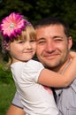 Happy family, dad daughter hugs Royalty Free Stock Photo