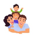 Happy family dad, mom, daughter and son. Vector Royalty Free Stock Photo