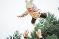 Happy Family Dad Throws Daughter Royalty Free Stock Photo